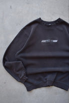 Adidas Faded-Black Embroidered Spellout Crewneck — 1990s (XXL) - Retrospective Store
