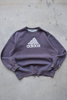 Adidas Faded-Black Embroidered Spellout Crewneck — 2000s (XL) - Retrospective Store