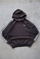 Adidas Faded-Black Embroidered Spellout Hoodie — 1990s (XL) - Retrospective Store