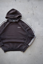Adidas Faded-Black Embroidered Spellout Hoodie — 1990s (XL) - Retrospective Store
