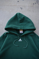 Adidas Green Embroidered Centre Logo Hoodie — 2000s (XXL) - Retrospective Store