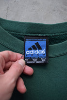 Adidas Green Embroidered Logo Crewneck — 1990s (XXL) - Retrospective Store