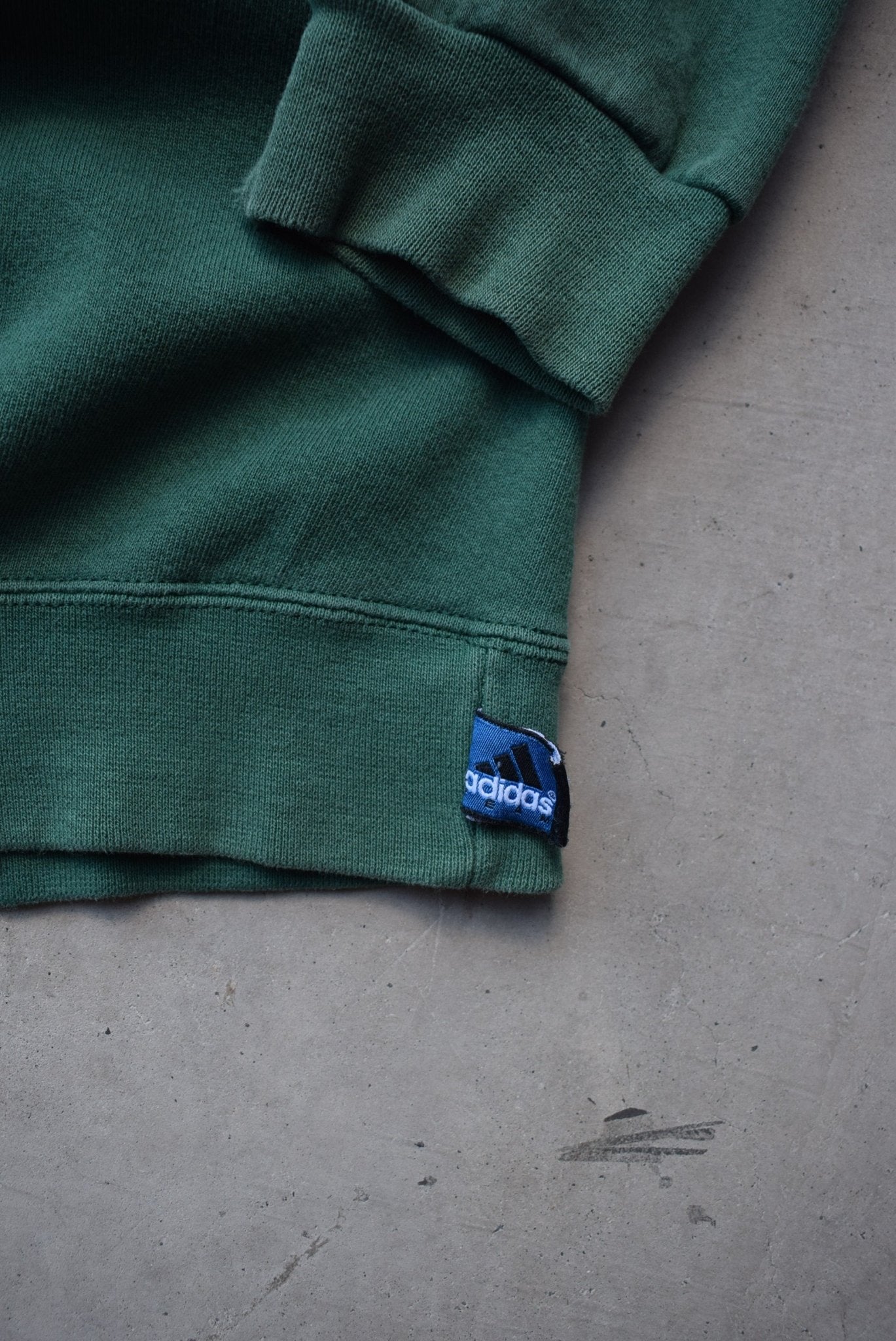 Adidas Green Embroidered Logo Crewneck — 1990s (XXL) - Retrospective Store