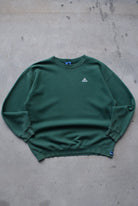 Adidas Green Embroidered Logo Crewneck — 1990s (XXL) - Retrospective Store