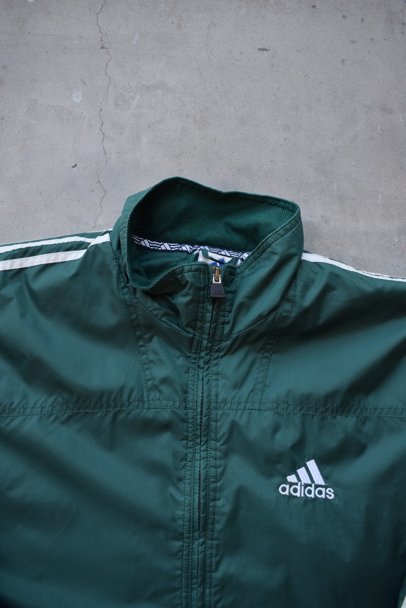 Adidas Green Embroidered Spellout Heavyweight Jacket — 1990s (L) - Retrospective Store