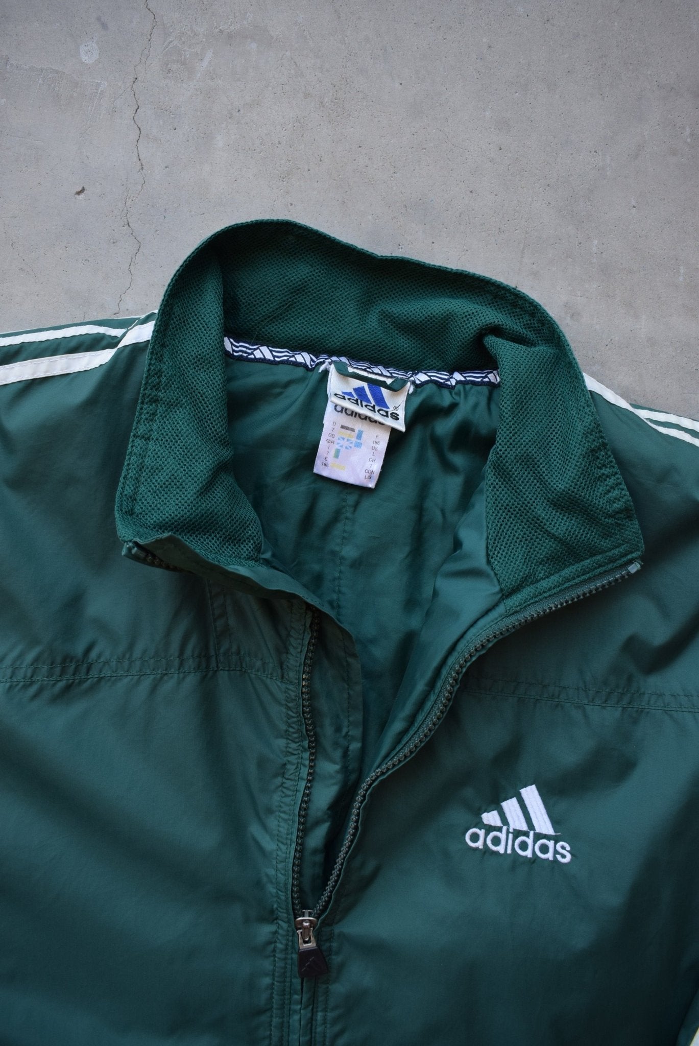 Adidas Green Embroidered Spellout Heavyweight Jacket — 1990s (L) - Retrospective Store