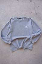 Adidas Grey Embroidered Spellout Crewneck — 1990s (L) - Retrospective Store