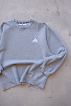 Adidas Grey Embroidered Spellout Crewneck — 1990s (L) - Retrospective Store