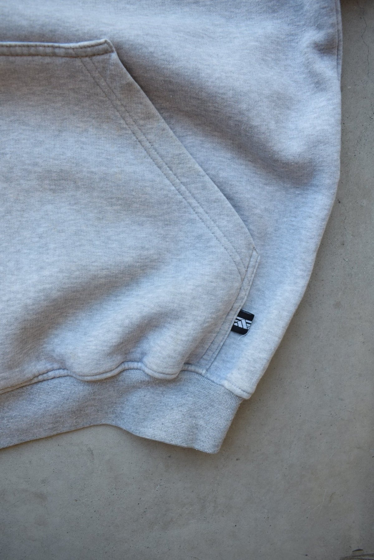 Adidas Grey Embroidered Spellout Full-Zip Hoodie — 1990s (XL) - Retrospective Store