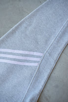 Adidas Grey Embroidered Spellout Full-Zip Hoodie — 1990s (XL) - Retrospective Store