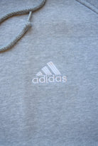 Adidas Grey Embroidered Spellout Full-Zip Hoodie — 1990s (XL) - Retrospective Store