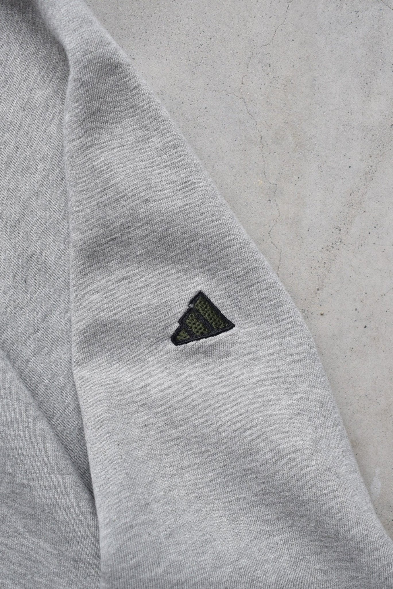 Adidas Grey Embroidered Spellout Full-Zip Hoodie — 1990s (XL) - Retrospective Store