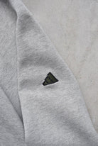 Adidas Grey Embroidered Spellout Full-Zip Hoodie — 1990s (XL) - Retrospective Store