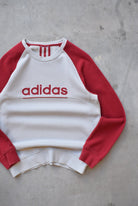 Adidas Grey & Red Embroidered Spellout Crewneck — 2000s (S) - Retrospective Store
