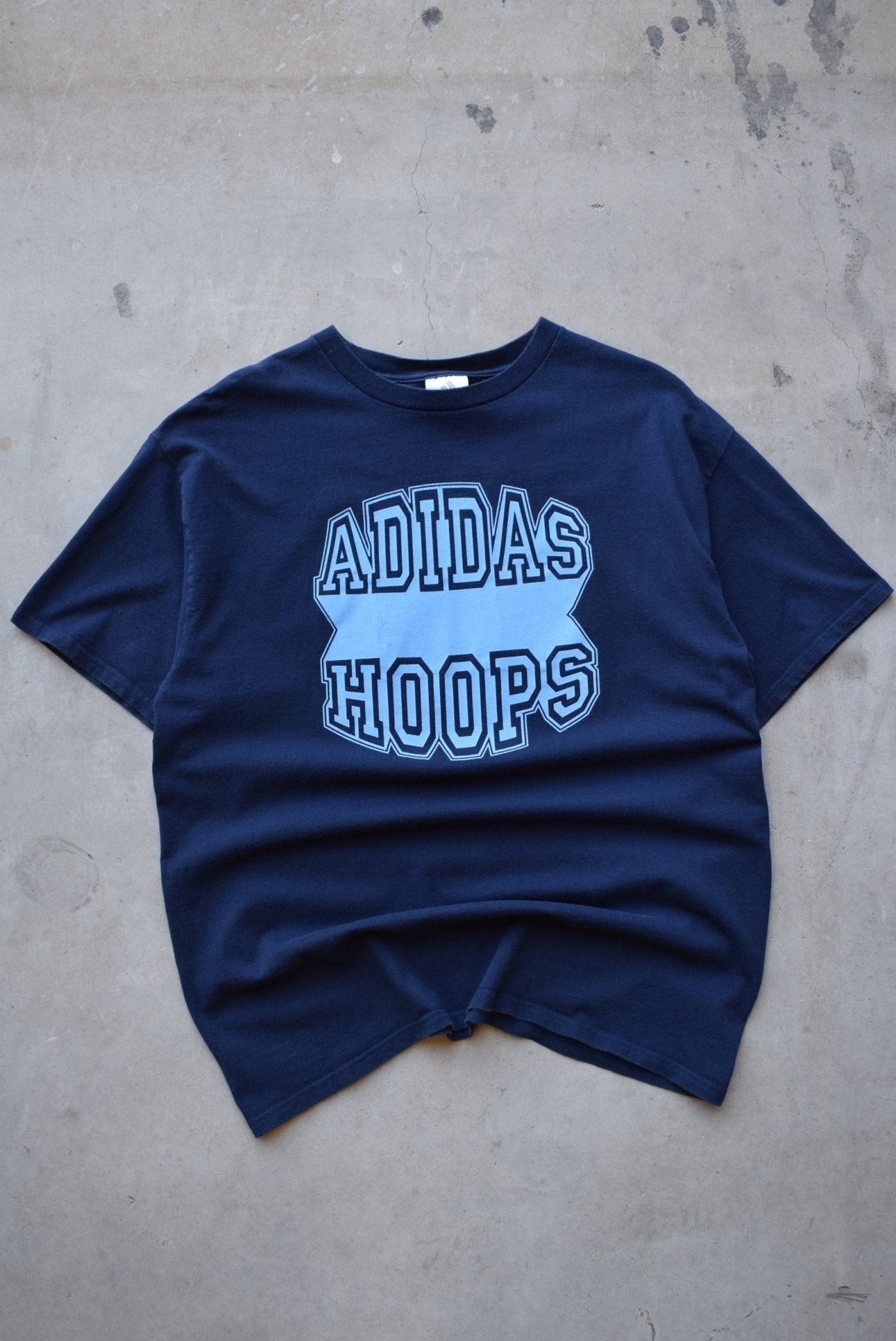 Adidas Hoops Navy Graphic Tee — 2000s (L) - Retrospective Store