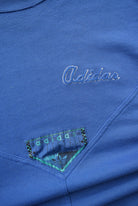 Adidas Lifestyle Blue Embroidered Spellout Crewneck — 1990s (L) - Retrospective Store