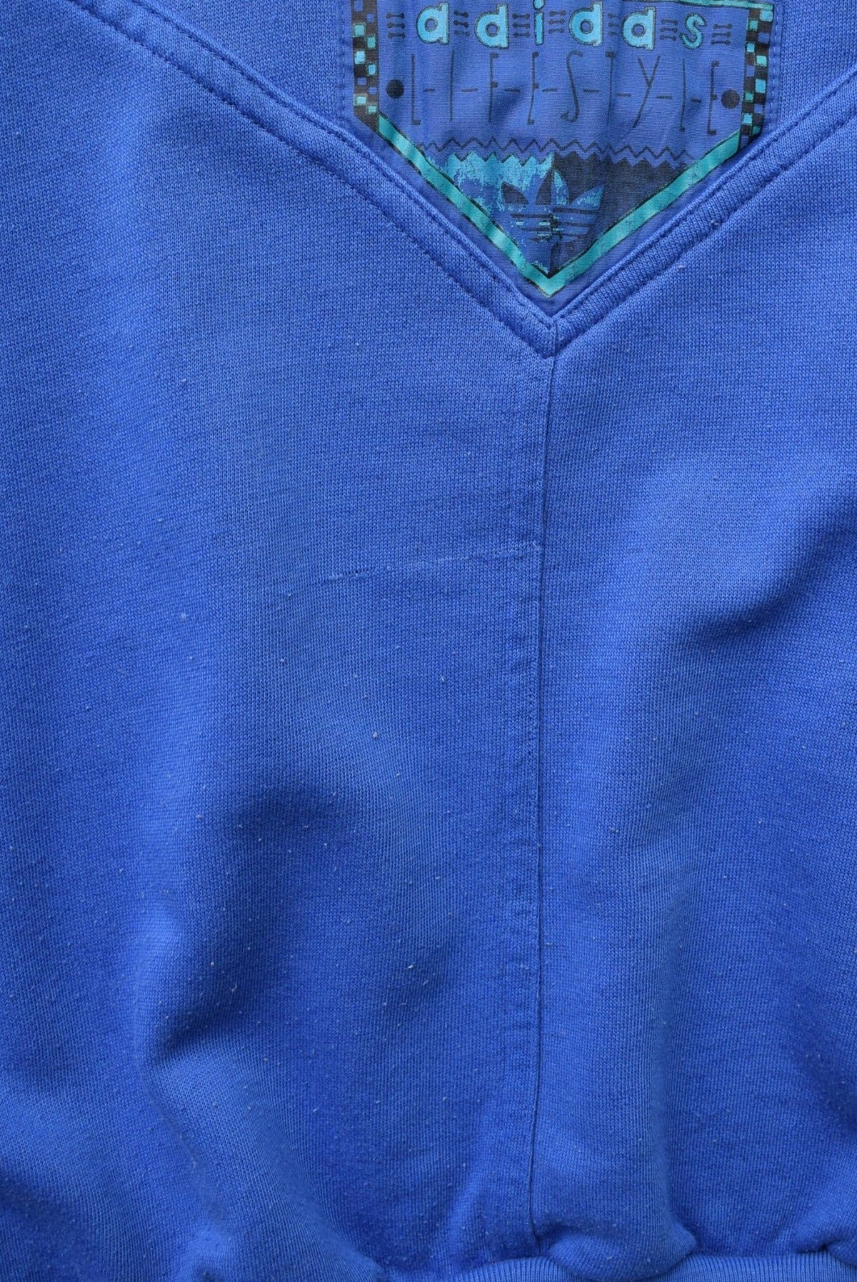 Adidas Lifestyle Blue Embroidered Spellout Crewneck — 1990s (L) - Retrospective Store