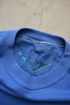 Adidas Lifestyle Blue Embroidered Spellout Crewneck — 1990s (L) - Retrospective Store