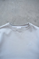 Adidas Light-Grey Embroidered Logo Crewneck — 1990s (S) - Retrospective Store
