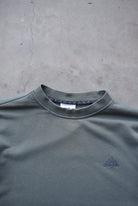 Adidas Moss-Green Embroidered Spellout Crewneck — 1990s (L) - Retrospective Store