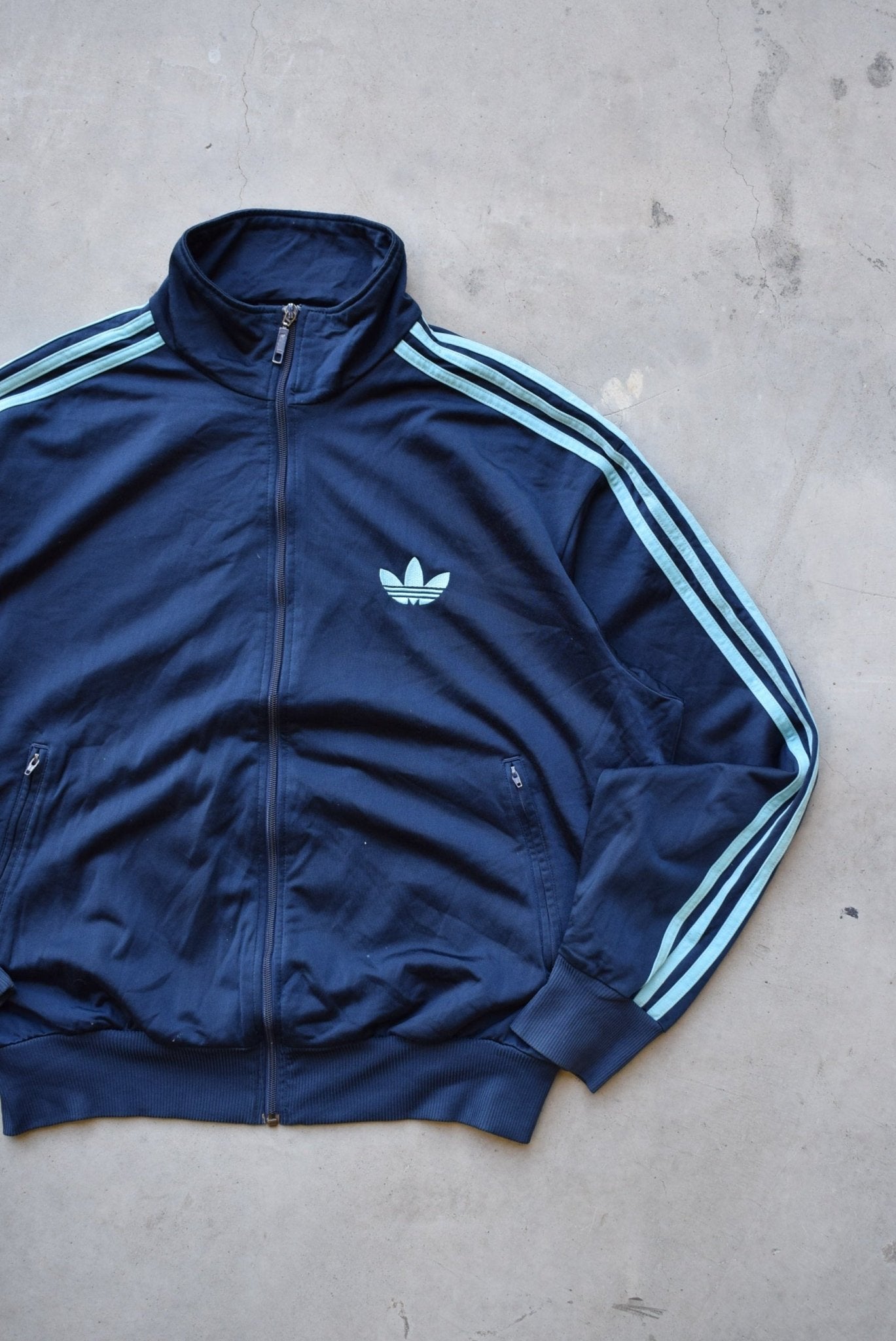 Adidas Navy Embroidered Logo Jacket — 2000s (L) - Retrospective Store