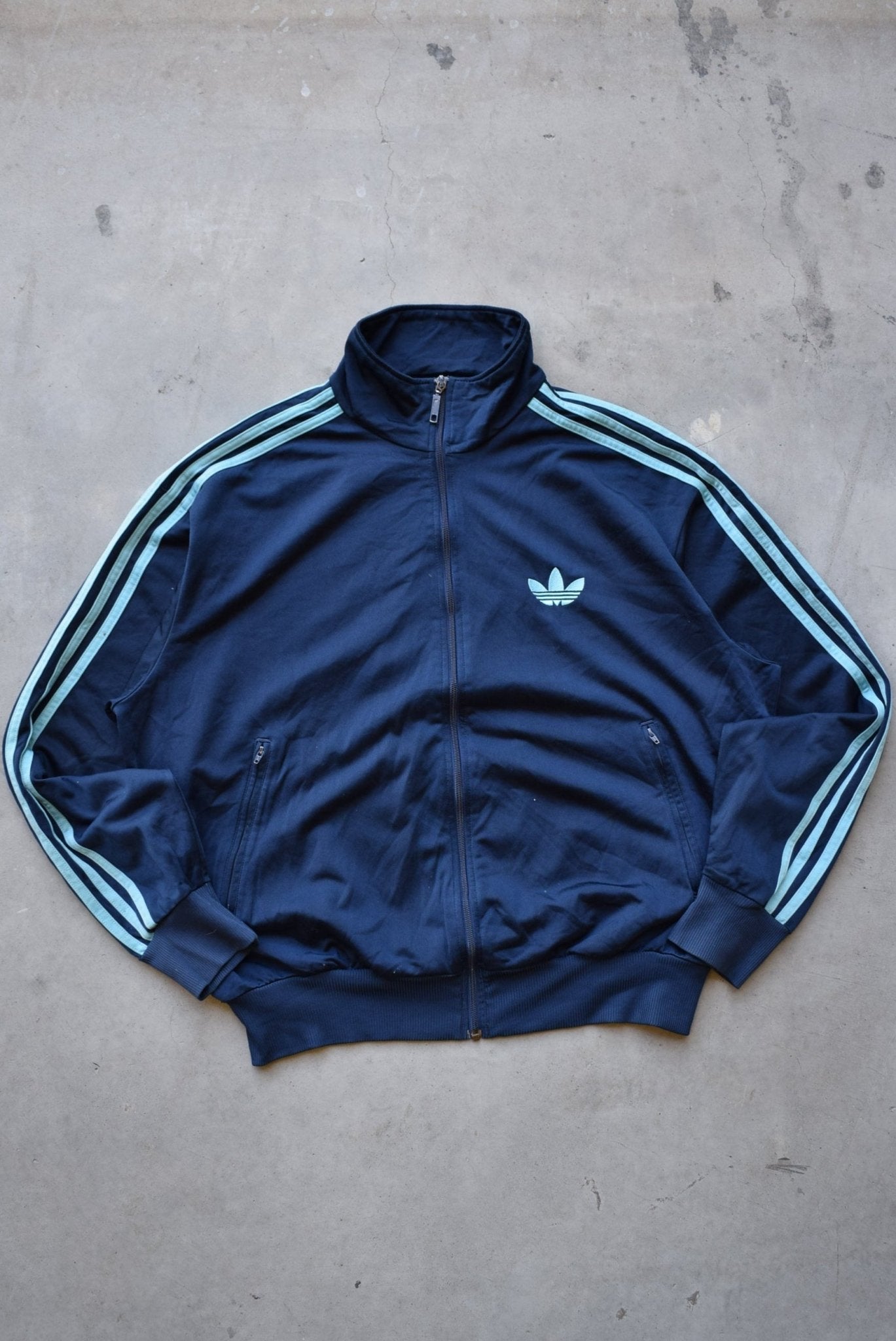 Adidas Navy Embroidered Logo Jacket — 2000s (L) - Retrospective Store