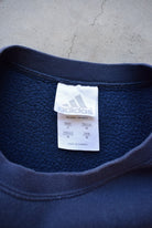 Adidas Navy Embroidered Spellout Crewneck — 1990s (L) - Retrospective Store