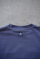 Adidas Navy Embroidered Spellout Crewneck — 1990s (M) - Retrospective Store