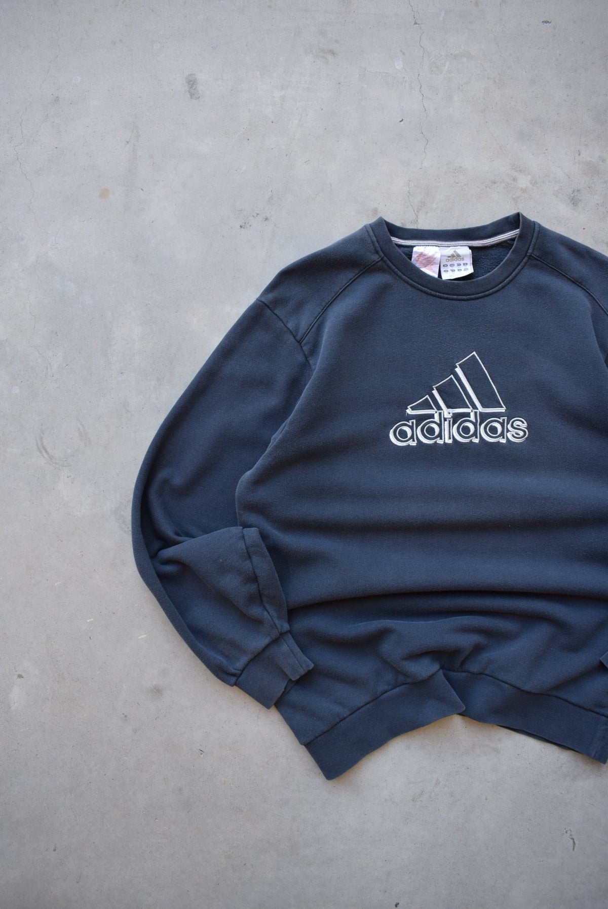 Adidas Navy Embroidered Spellout Crewneck — 2000s (L) - Retrospective Store