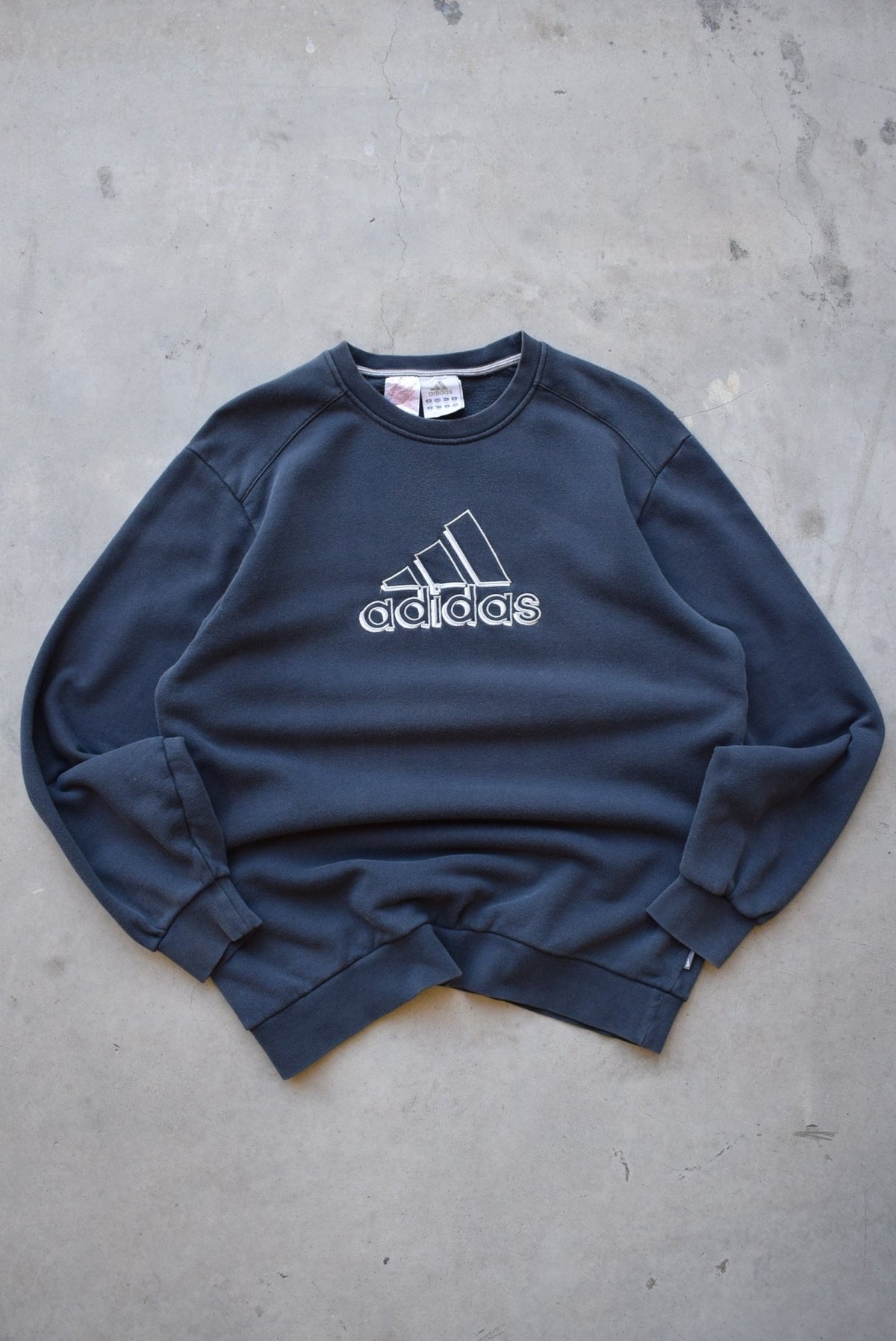 Adidas Navy Embroidered Spellout Crewneck — 2000s (L) - Retrospective Store