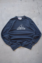 Adidas Navy Embroidered Spellout Crewneck — 2000s (L) - Retrospective Store