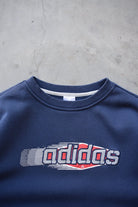 Adidas Navy Embroidered Spellout Crewneck — 2000s (M) - Retrospective Store