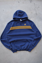 Adidas Navy Embroidered Spellout Hoodie — 2000s (L) - Retrospective Store