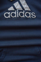 Adidas Navy Embroidered Spellout Hoodie — 2000s (XXL) - Retrospective Store