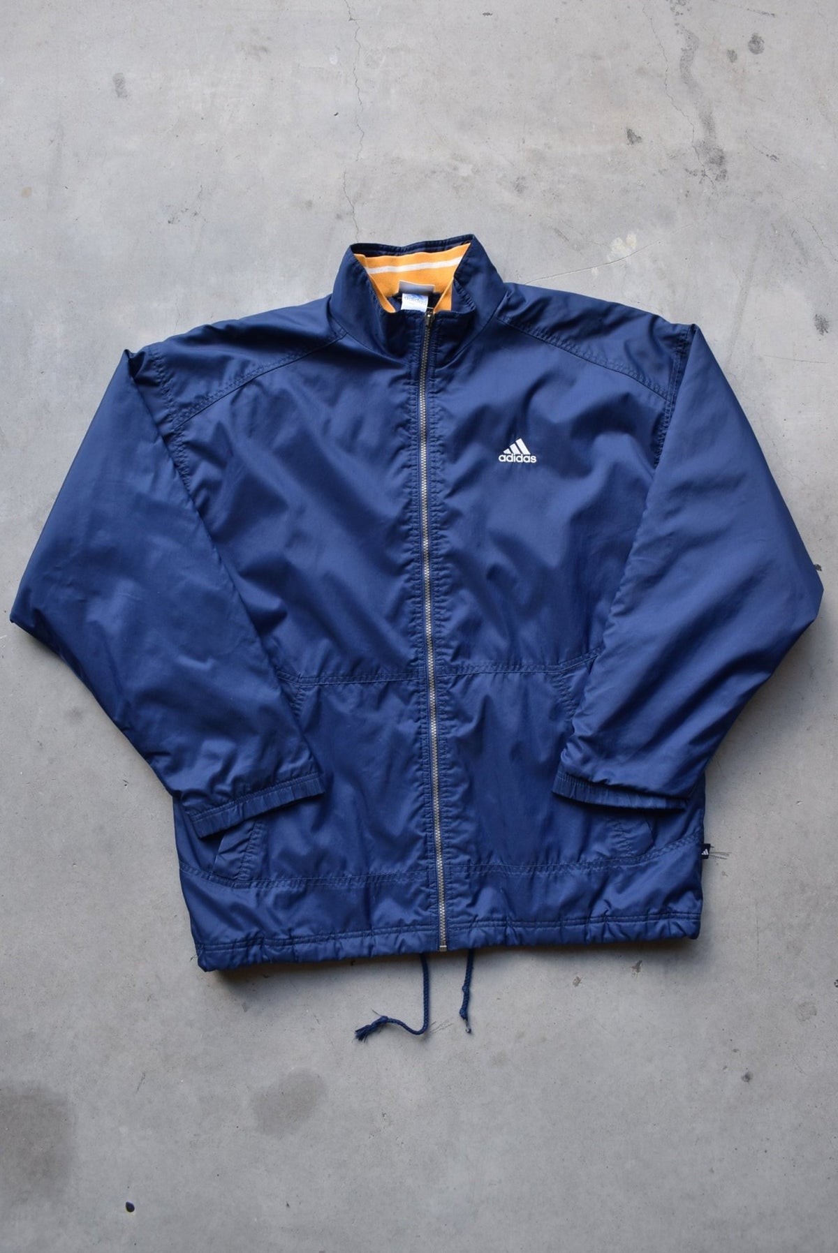 Adidas Navy Embroidered Spellout Jacket — 1990s (L) - Retrospective Store