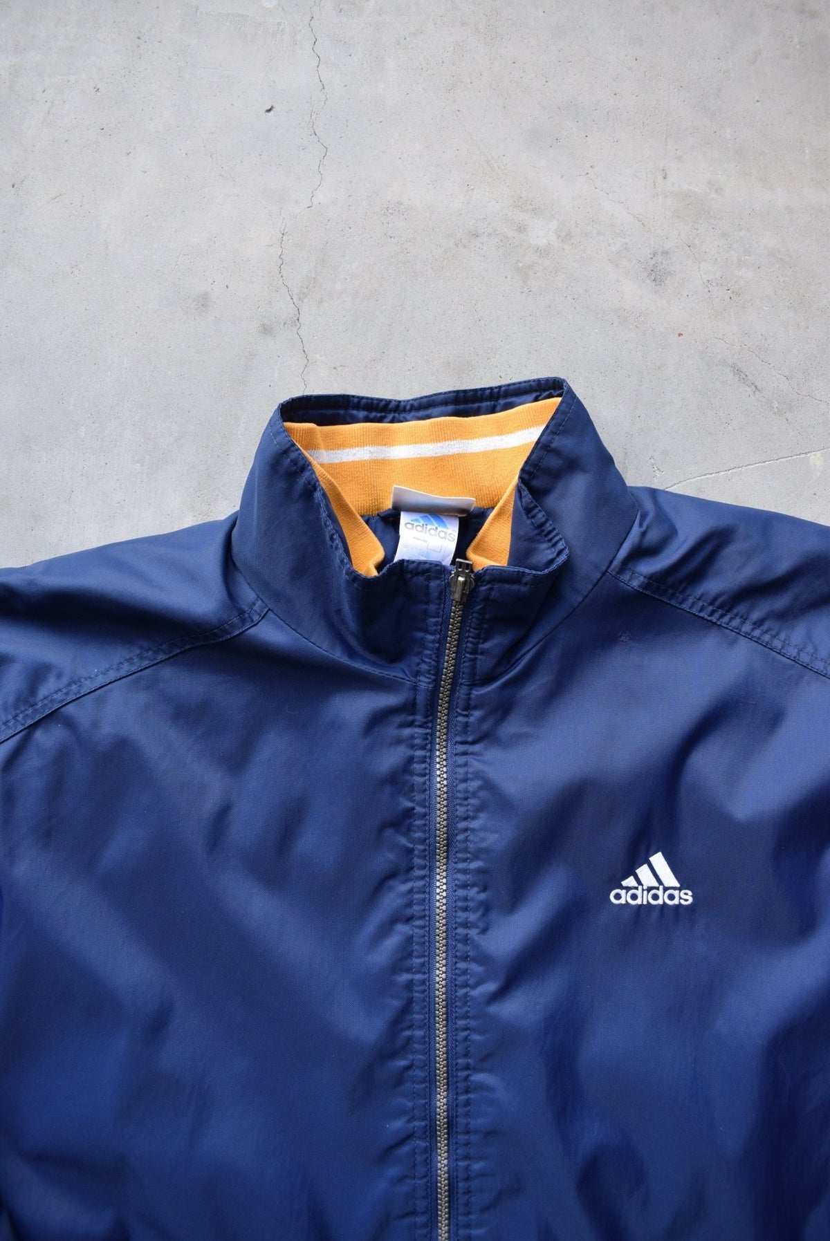 Adidas Navy Embroidered Spellout Jacket — 1990s (L) - Retrospective Store