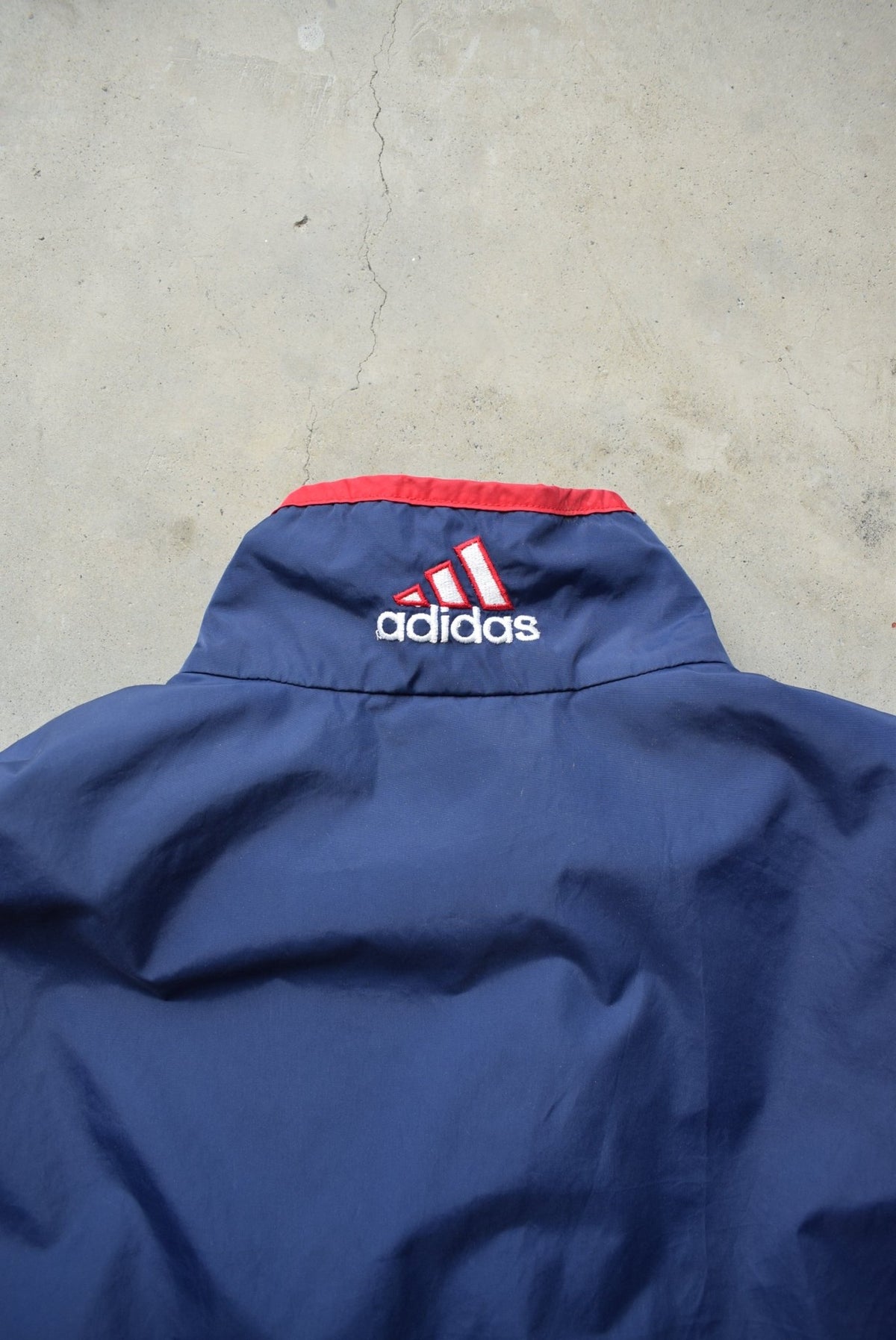 Adidas Navy Embroidered Spellout Jacket — 1990s (M/L) - Retrospective Store