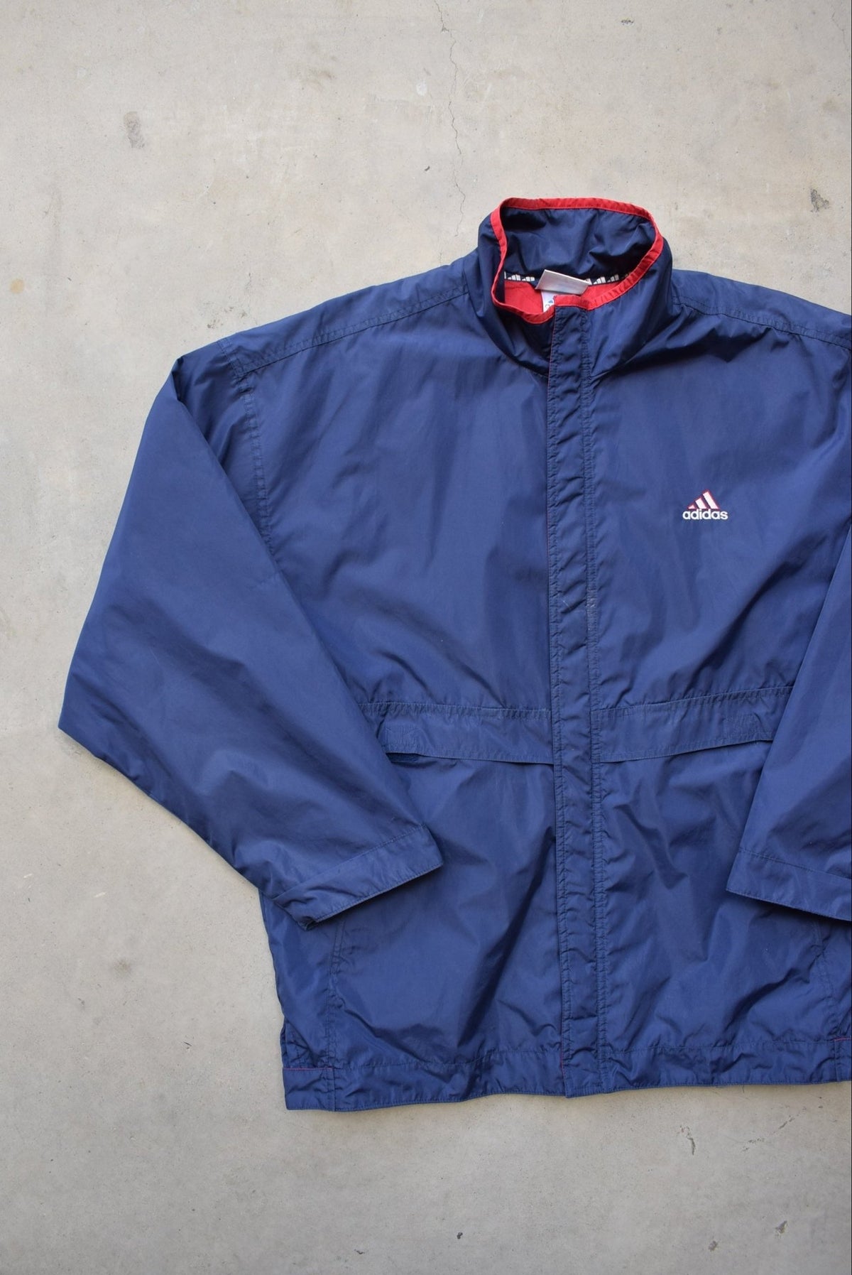 Adidas Navy Embroidered Spellout Jacket — 1990s (M/L) - Retrospective Store