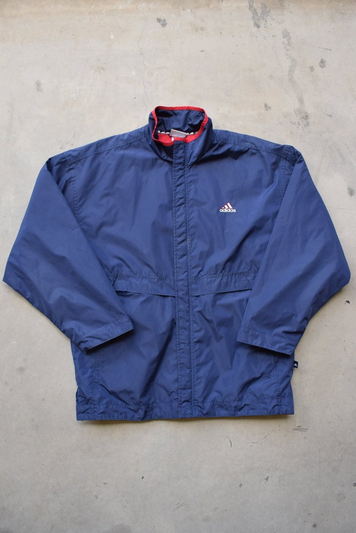 Adidas Navy Embroidered Spellout Jacket — 1990s (M/L) - Retrospective Store