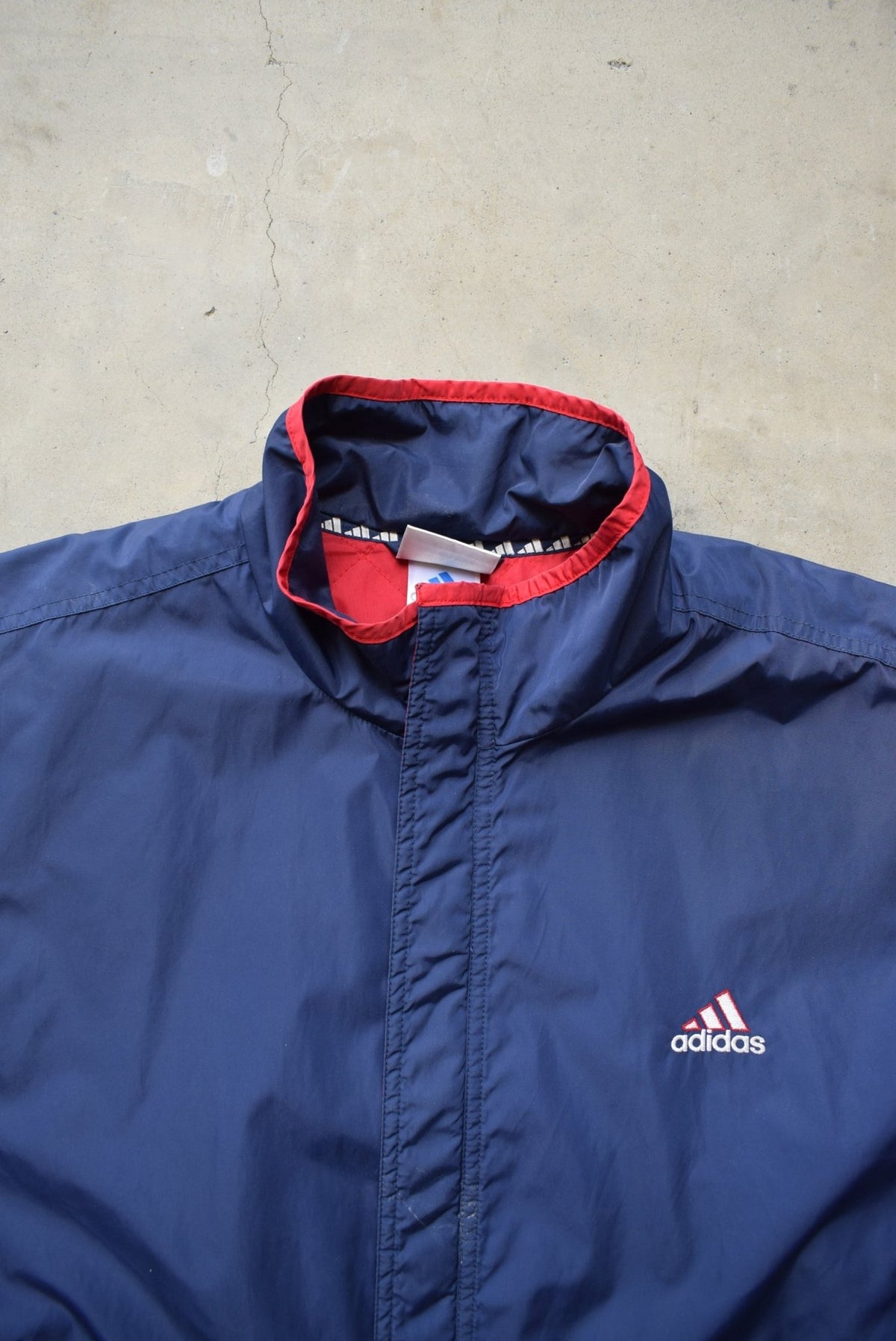 Adidas Navy Embroidered Spellout Jacket — 1990s (M/L) - Retrospective Store