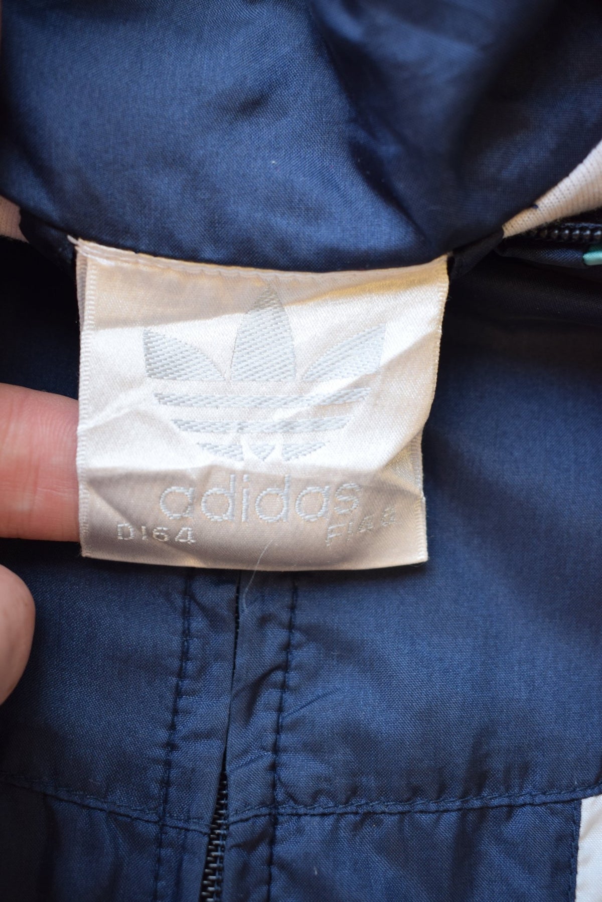 Adidas Navy Embroidered Spellout Jacket — 1990s (S) - Retrospective Store
