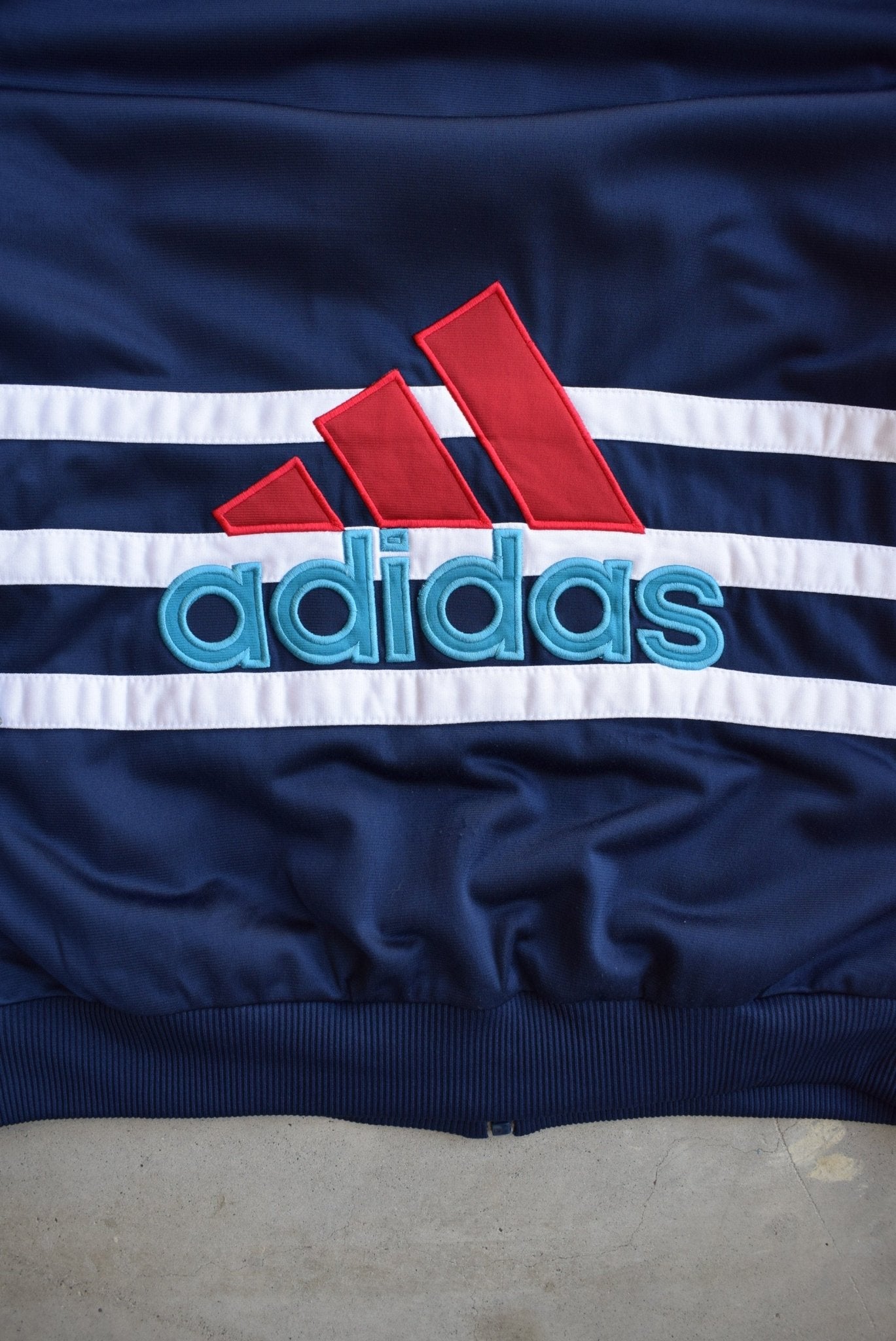 Adidas Navy Embroidered Spellout Jacket — 2000s (M/L) - Retrospective Store
