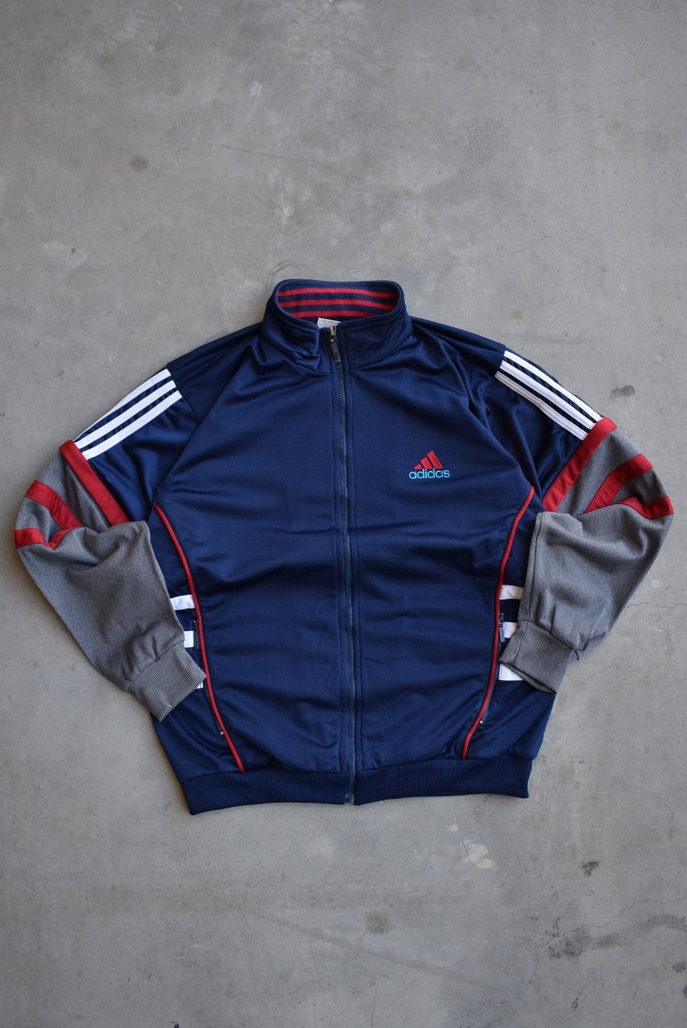 Adidas Navy Embroidered Spellout Jacket — 2000s (M/L) - Retrospective Store