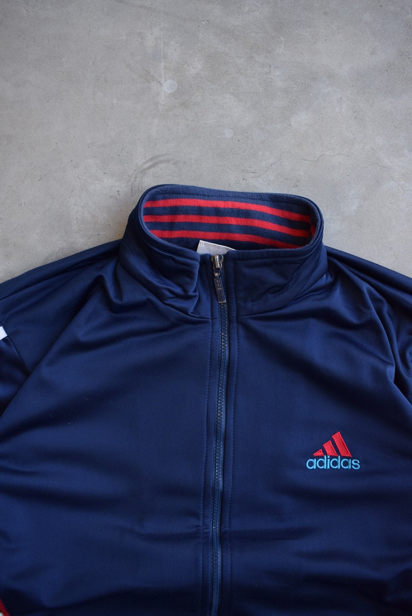 Adidas Navy Embroidered Spellout Jacket — 2000s (M/L) - Retrospective Store
