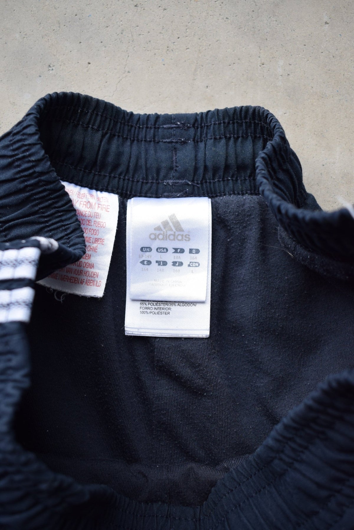 Adidas Navy Embroidered Spellout Track Pants — 2000s (S) - Retrospective Store