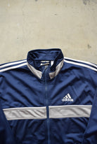 Adidas Navy & Grey Embroidered Logo Jacket — 1990s (M) - Retrospective Store