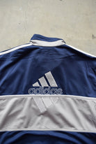 Adidas Navy & Grey Embroidered Logo Jacket — 1990s (M) - Retrospective Store