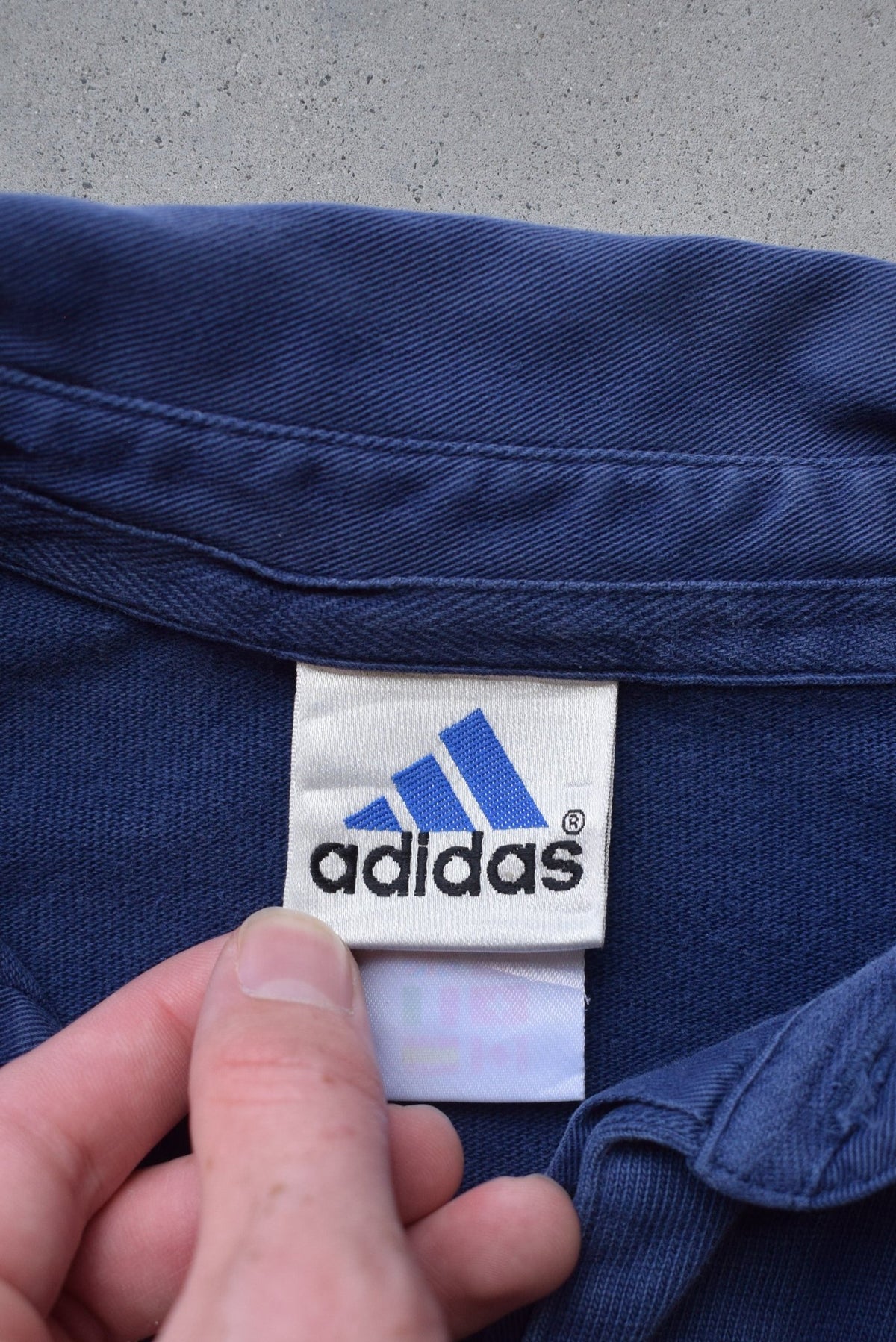 Adidas Navy & Red Embroidered Spellout Rugby Polo — 1990s (XL) - Retrospective Store
