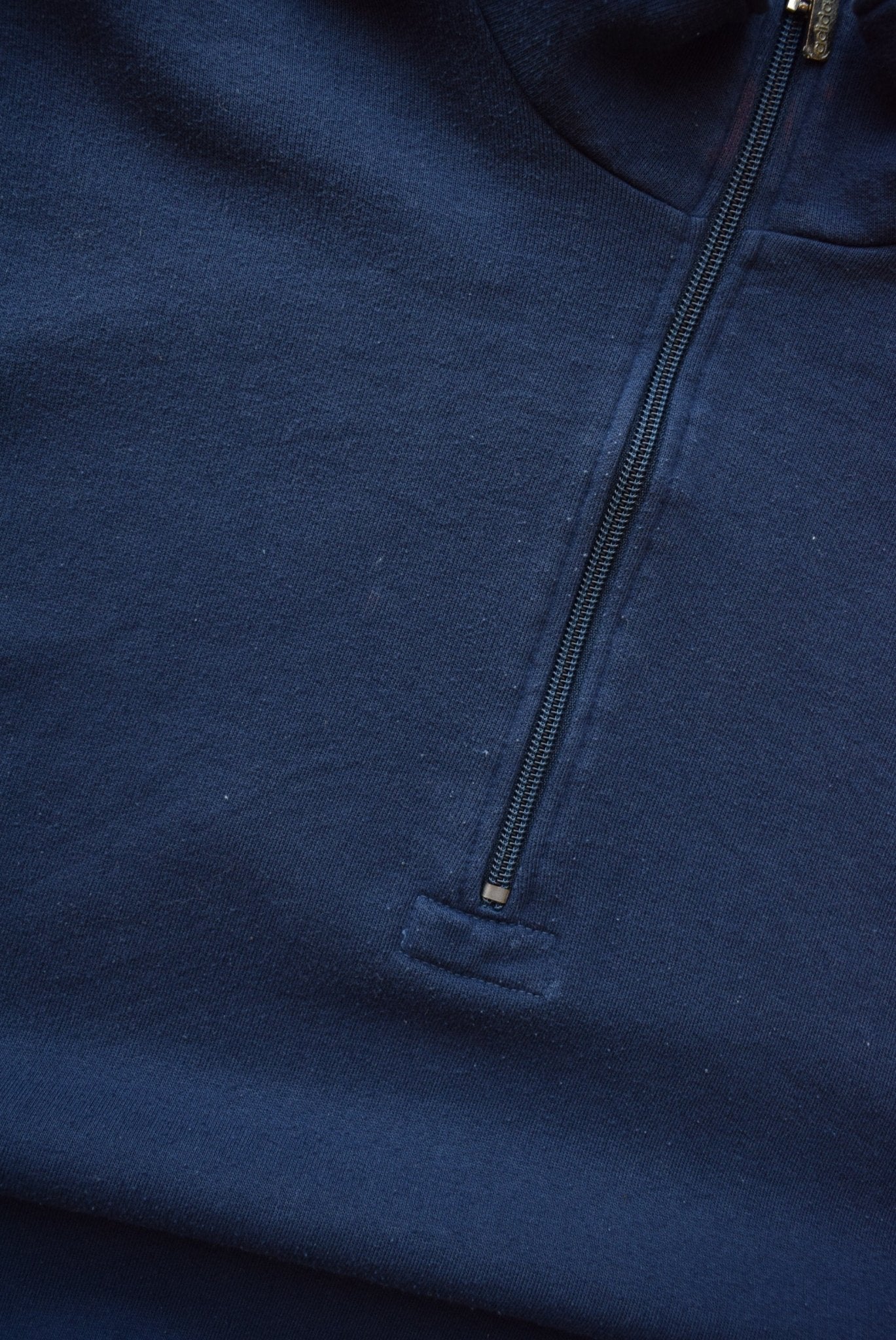 Adidas Navy Spellout Quarter Zip — 1990s (S/M) - Retrospective Store
