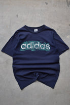 Adidas Navy Spellout Tee — 1990s (M/L) - Retrospective Store